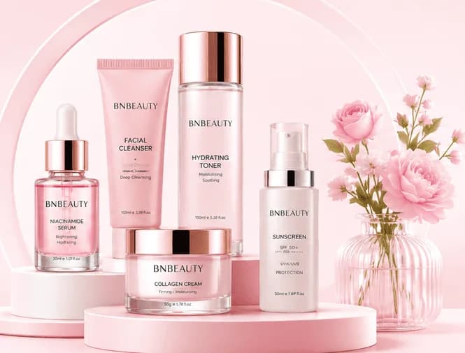 Bộ sản phẩm chăm sóc da BN BEAUTY: serum, sữa rửa mặt, toner, kem dưỡng, kem chống nắng