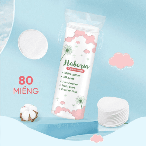Bông tẩy trang Habaria - 80 miếng - Hình 1
