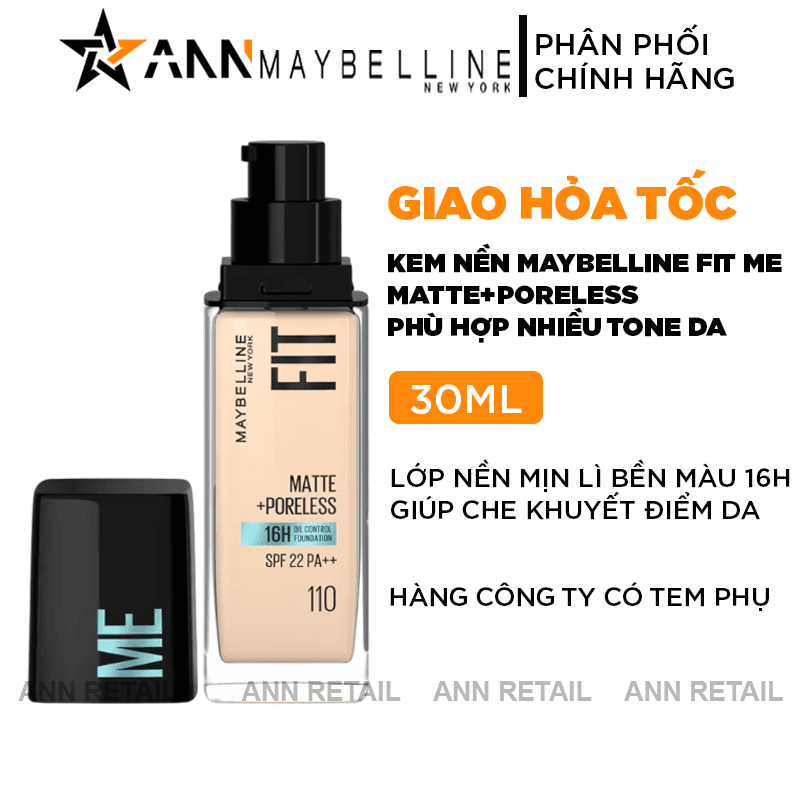 Kem Nền Maybelline Fit Me 16H (Nắp ĐEN)