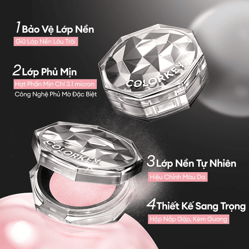 Phấn phủ bột COLORKEY tặng kèm gương
