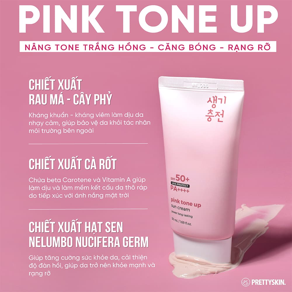 Pretty Skin - kem chống nắng pink tone up