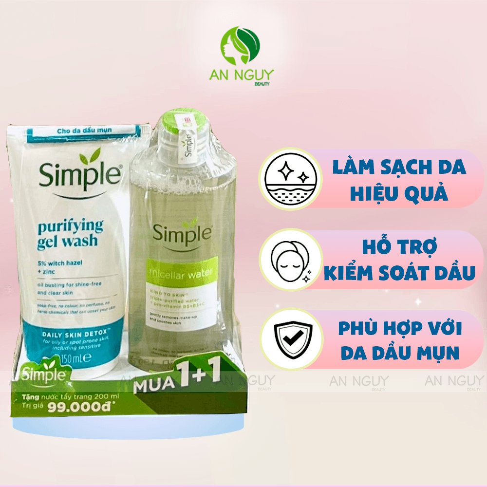 Sét sữa rửa mặt + tẩy trang Simple