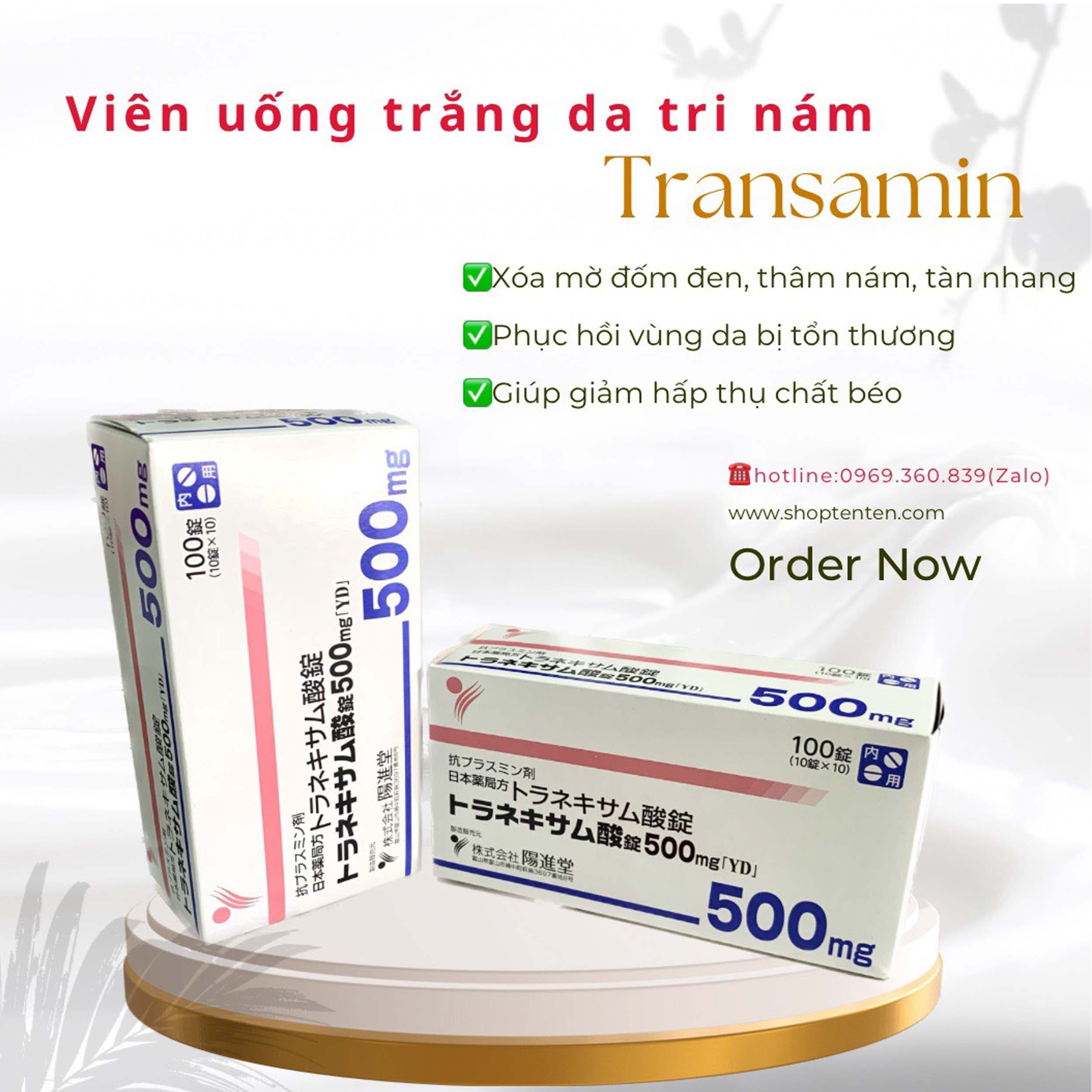 Viên uống trắng da trị nám Transamin 500mg chính hãng - BN BEAUTY