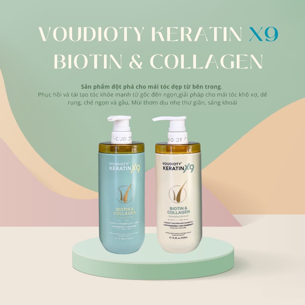 Bộ dầu gội xả Keratin X9 Biotin & Collagen 500ml chính hãng - BN BEAUTY