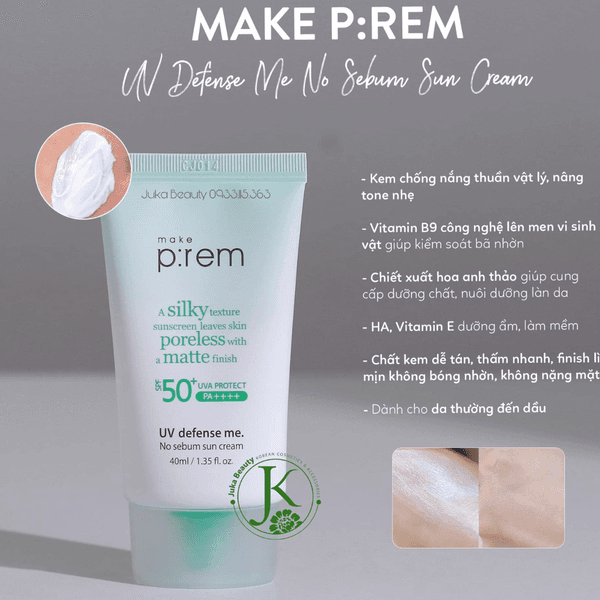 Kem chống nắng Make Prem No Sebum - XANH LÁ