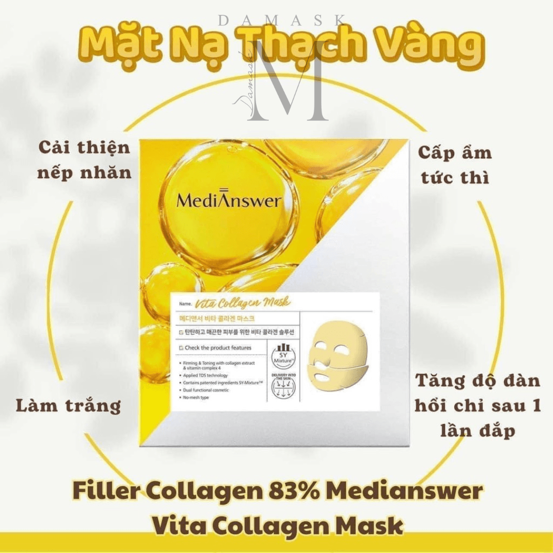 Mặt Nạ Thạch MediAnswer VÀNG hộp 5 Miếng
