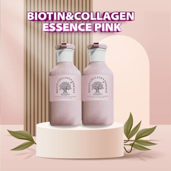 VOUDIOTY Biotin - Cặp gội xả ESSENCE 500ml (MÀU HỒNG)