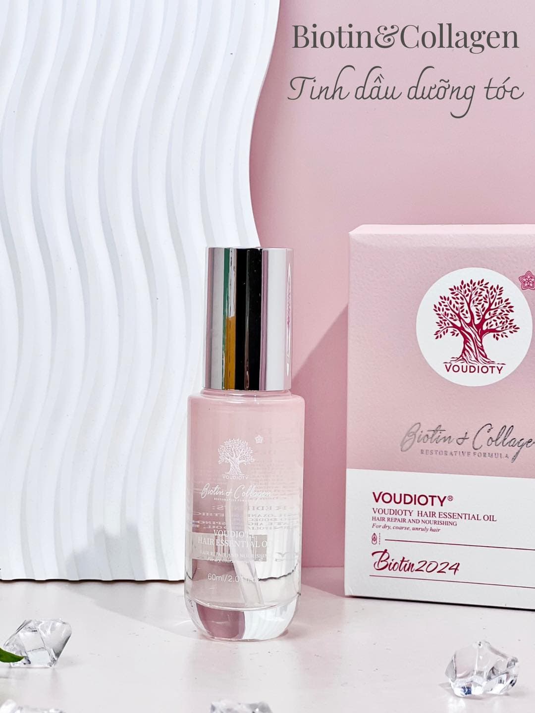 VOUDIOTY Biotin - Tinh dầu dưỡng tóc Pink 60ml (MÀU HỒNG )