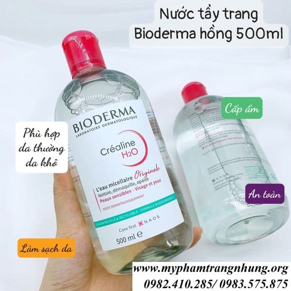 Tẩy trang Bioderma 500ml pháp ( MÀU ĐỎ )