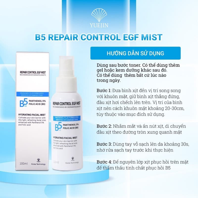 Xịt dưỡng da, cấp ẩm, phục hồi Yuejin B5 - 100ml