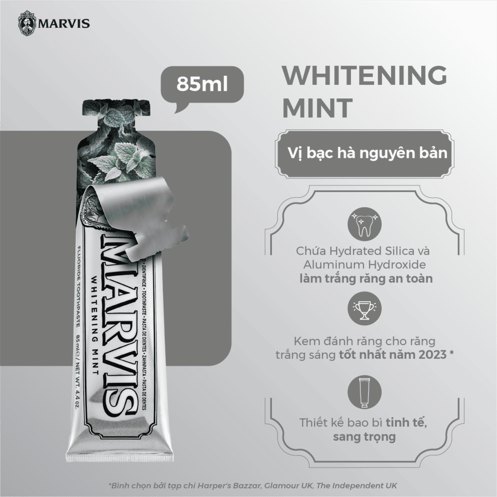 Kem Đánh Răng Marvis Whitening Mint 85ml - MÀU BẠC - Hình 1