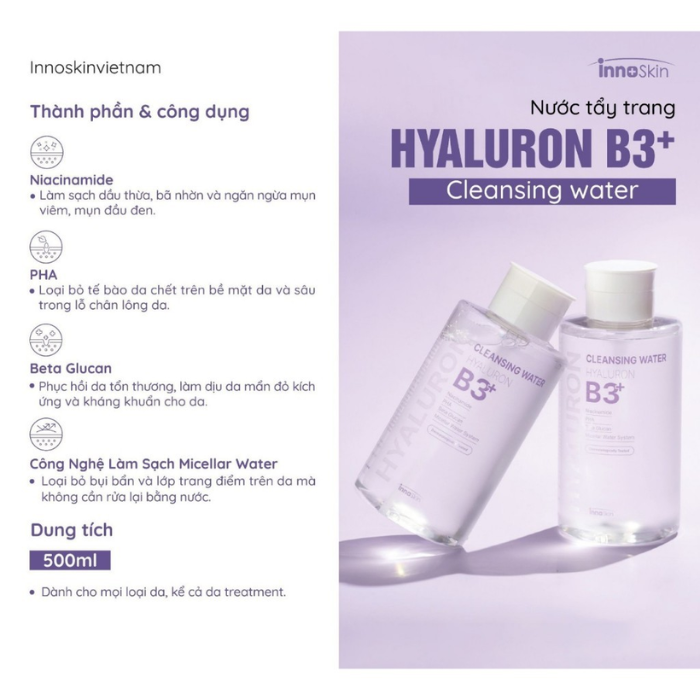 Nước tẩy trang B3 Hyaluron Innoskin 500ml - Hình 1