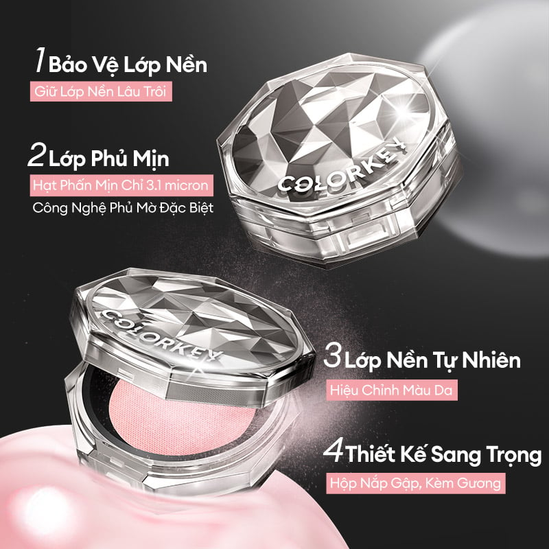 Phấn phủ bột COLORKEY tặng kèm gương - Hình 1