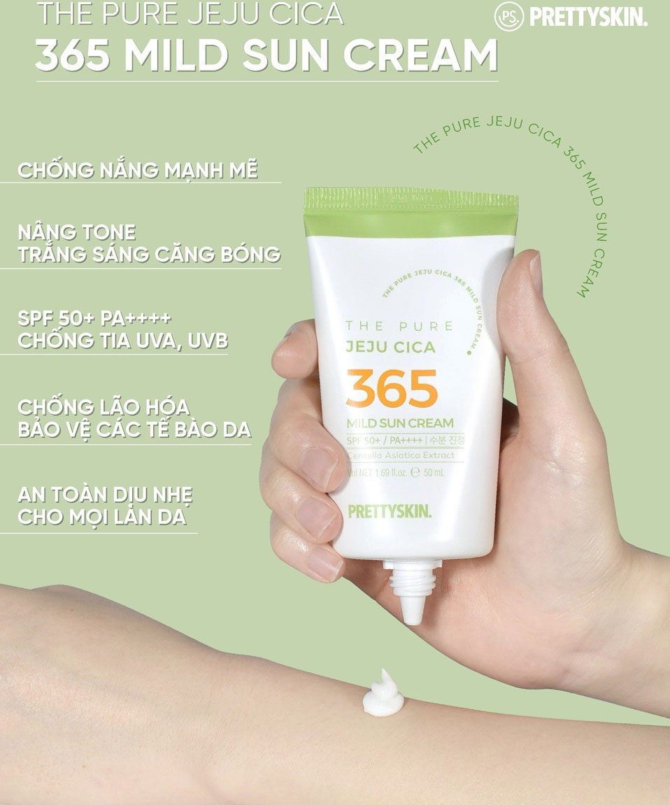 Pretty Skin - kem chống nắng rau má 365 Xanh lá - Hình 1