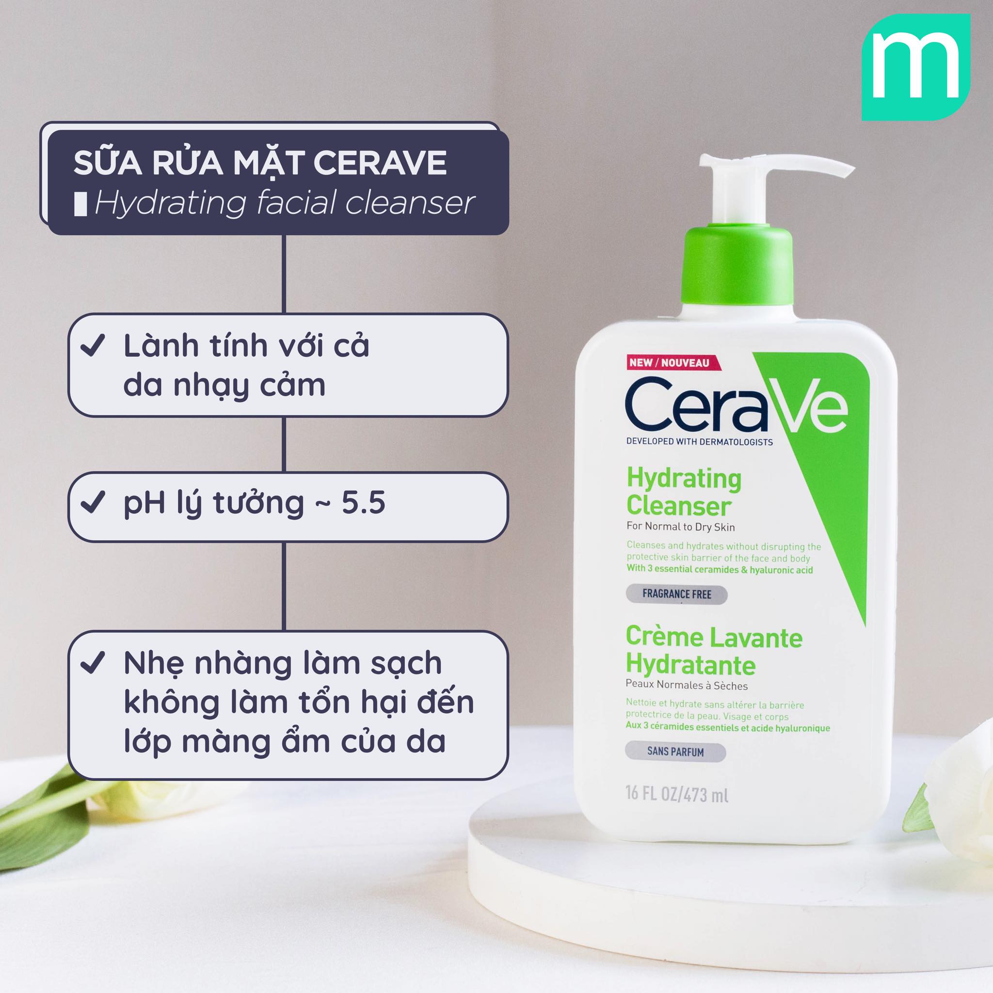 Sữa rửa mặt Cerave HYDRATING - 88ml DA KHÔ (Xanh Lá) - Hình 1