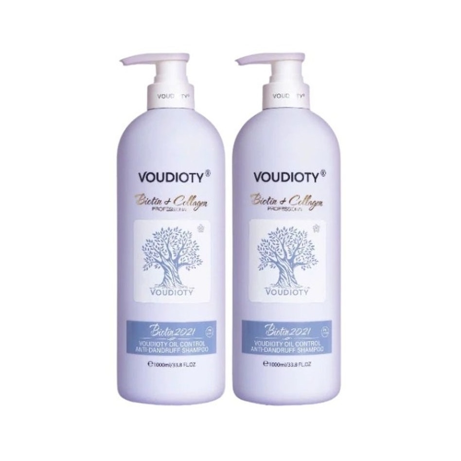VOUDIOTY Biotin - Cặp gội xả mẫu tròn chai to 1000ML Màu Tím - Hình 1